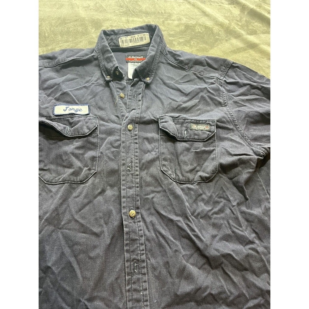 Bulwark Mens FR Shirt‎ 4XL`Blue Flame Resistant CAT 2 NFPA 2112 Long Sleeve Work